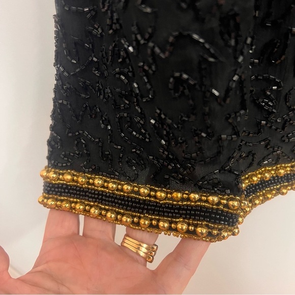 Stenay Stunning 1980s Vintage Beaded 100% Silk Top with Back Zipper size PL - Picture 5 of 13